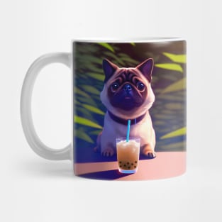 Pug with boba bubble tea Mug